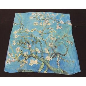 Van Gogh Almond Blossom Scarf Blue Floral Art Print Lightweight Wrap Shawl 32x73